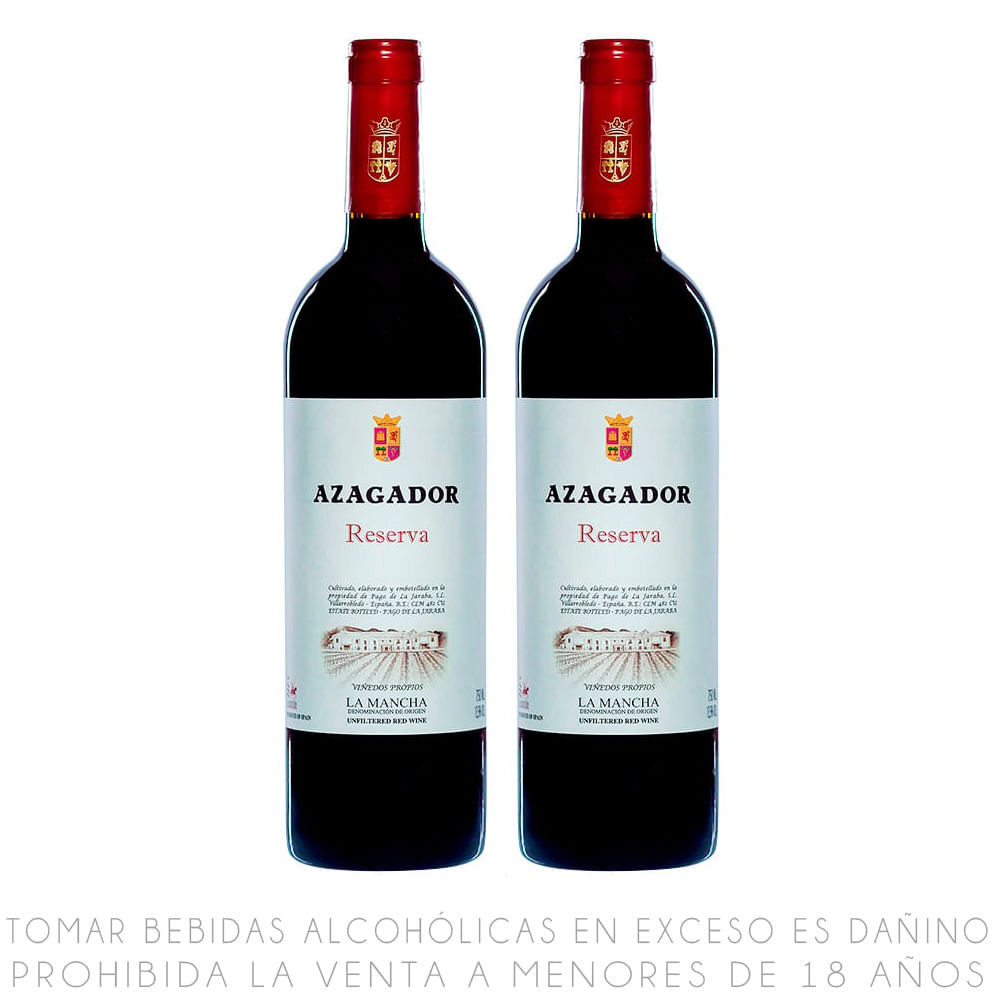 Twopack Vino Tinto Blend Azagador Reserva Botella 750ml