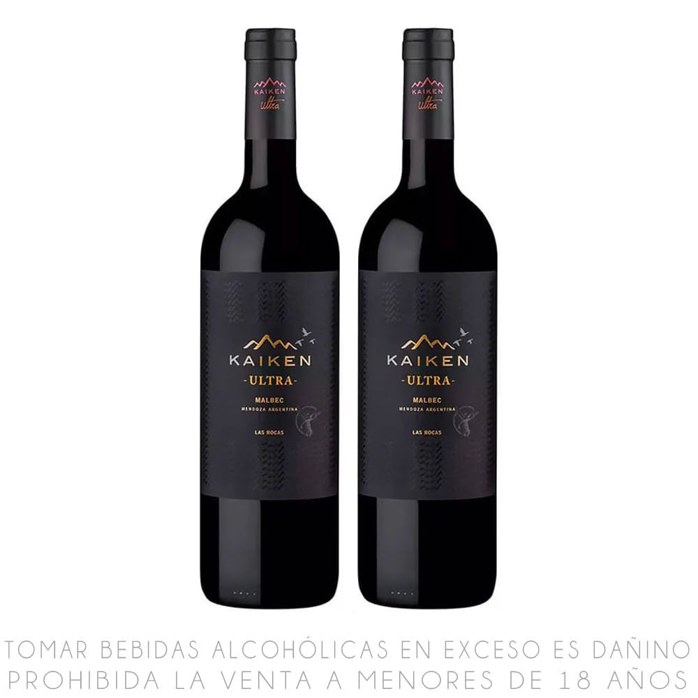 Twopack Vino Tinto Malbec Kaiken Ultra Botella 750ml