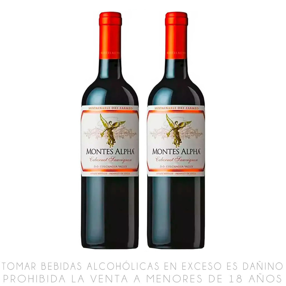 Twopack Vino Tinto Cabernet Sauvignon Montes Alpha Botella 750ml