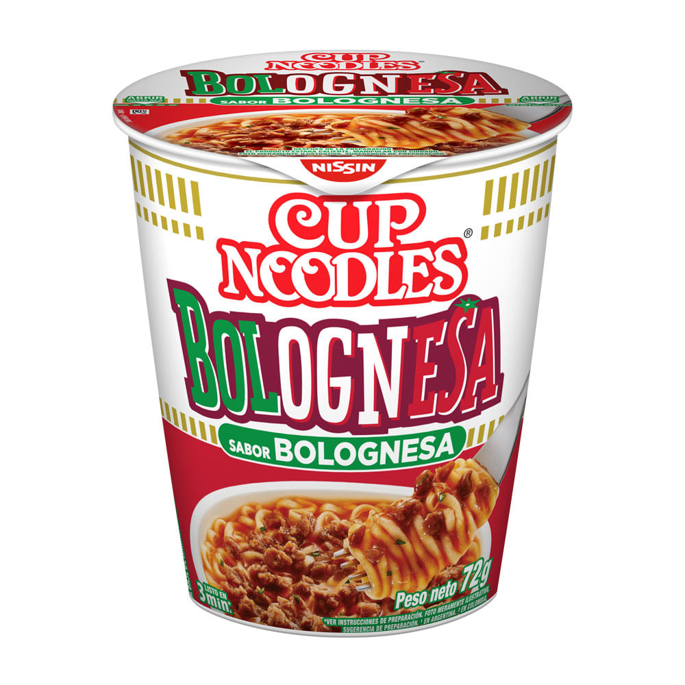Fideos Instantáneos Nissin Cup Noodles Bolognesa 69g