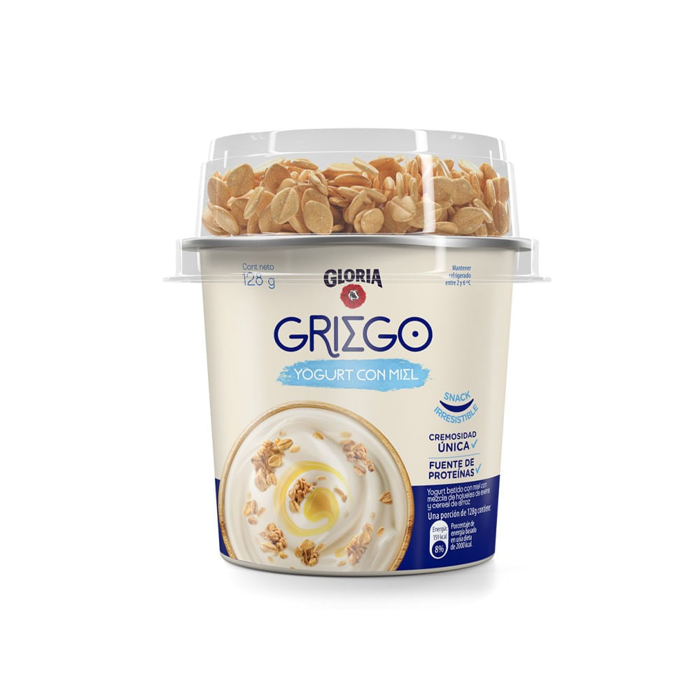 Yogurt Gloria Griego con Miel 128g