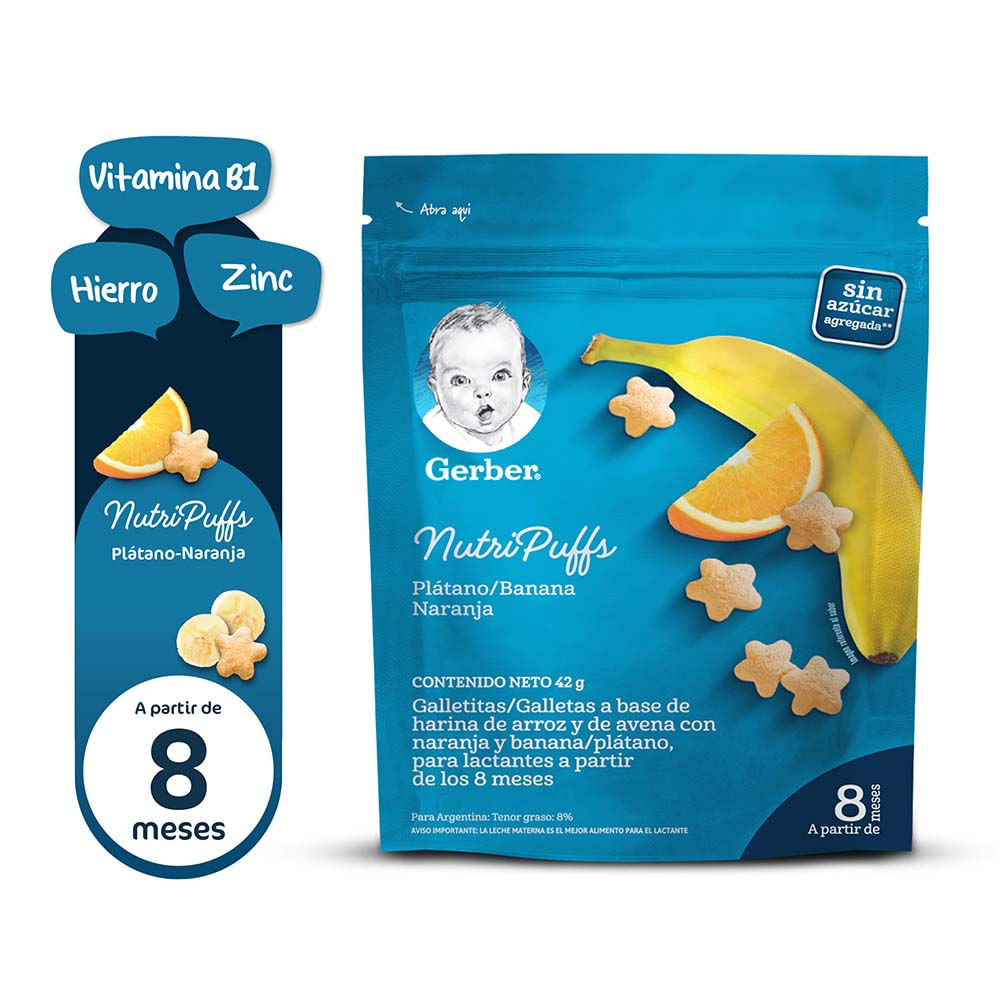 Galletas Gerber Nutri Puffs Naranja y Plátano 42g