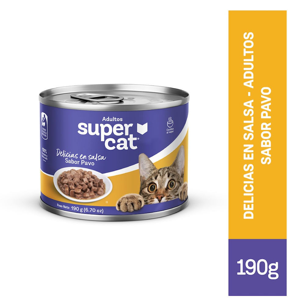 Delicias en Salsa Super Cat Adultos Sabor Pavo 190g