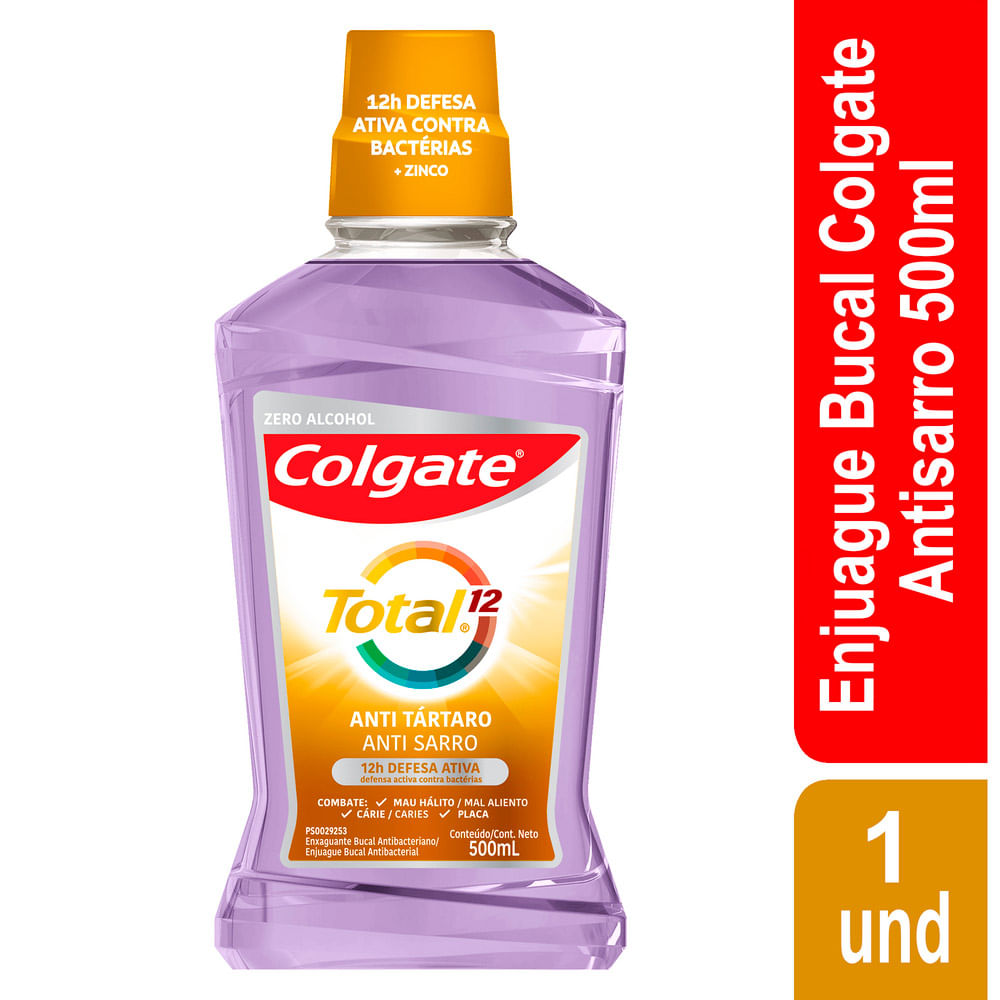 Enjuague Bucal Colgate Zero Alcohol Total12 Anti Sarro 500ml