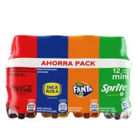 Pack x12 Gaseosa Botella 300ml: Coca Cola + Inca Kola + Fanta + Sprite