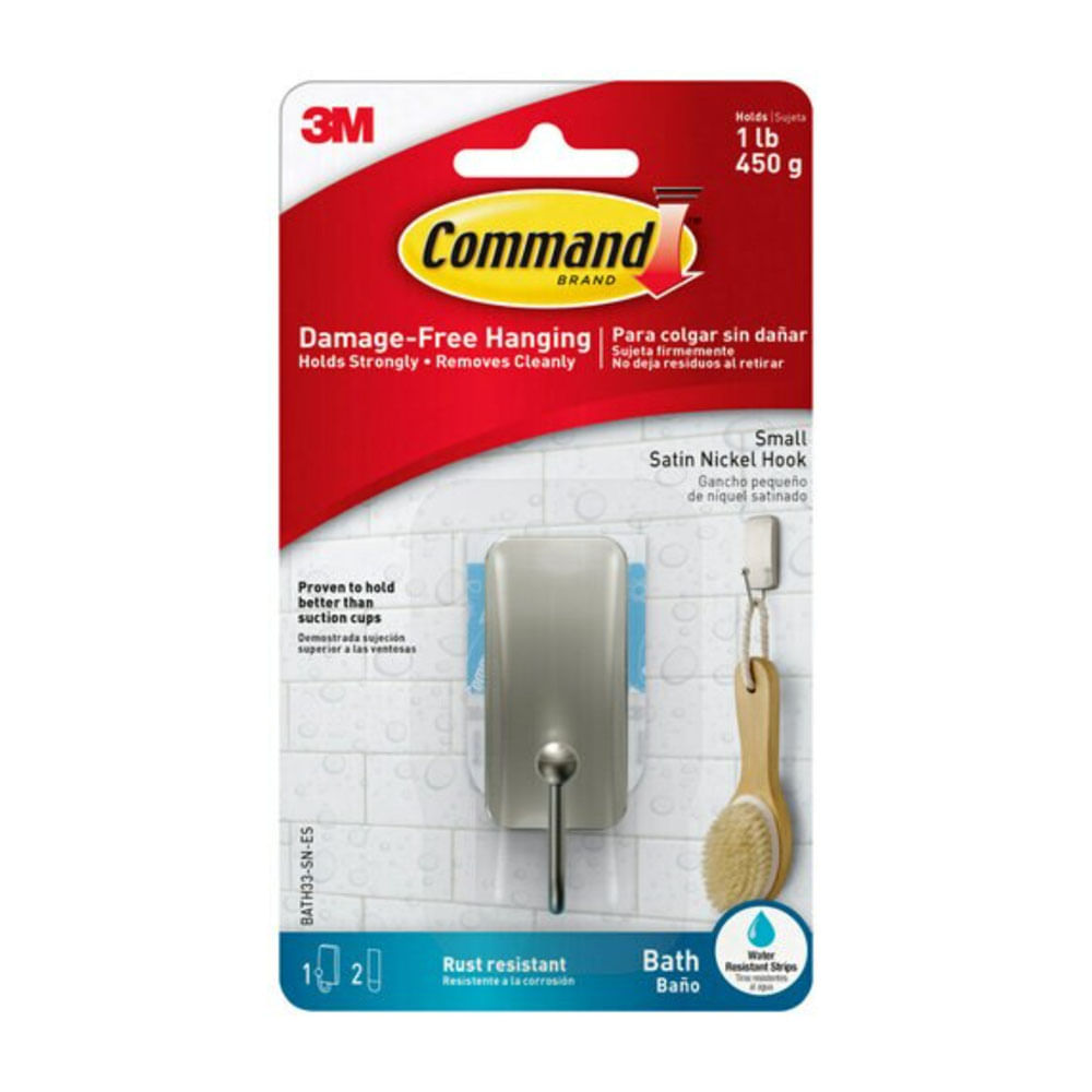 Gancho Command Baño Satin Niquel x1