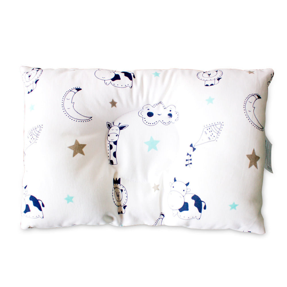 Almohadita Anti Cabeza Plana Maternelle Azul Nubes