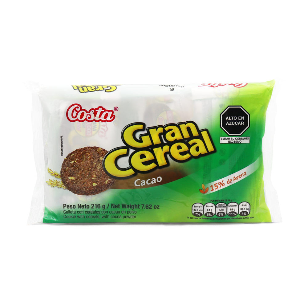 Sixpack Galleta Costa Gran Cereal Cacao 36g