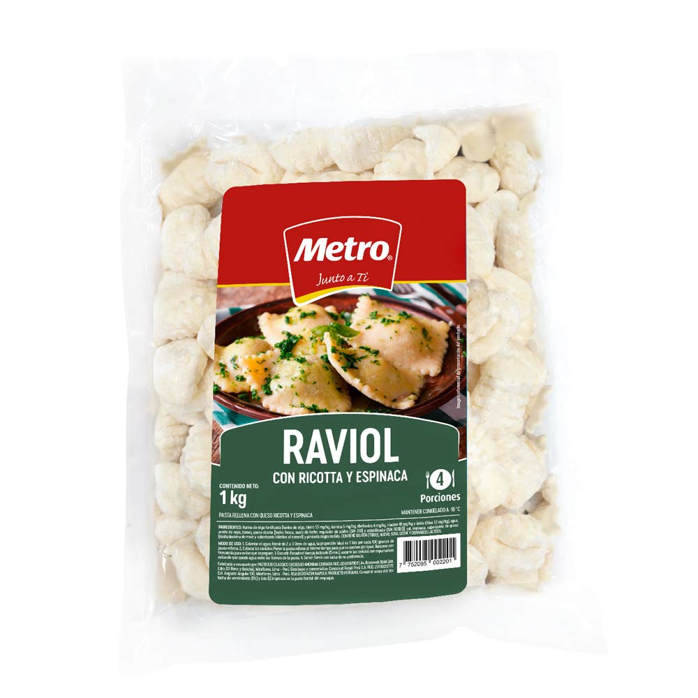 Raviol con Ricotta y Espinaca Metro 1kg