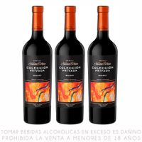 Tripack Vino Tinto Malbec Navarro Correas Colección  Privada Botella 750ml