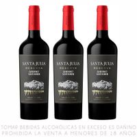 Tripack Vino Tinto Cabernet Sauvignon Santa Julia Reserva Botella 750ml