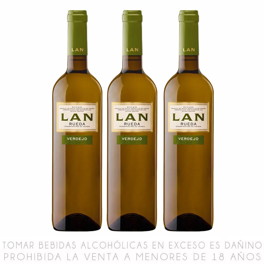 Tripack Vino Blanco Verdejo LAN Botella 750ml