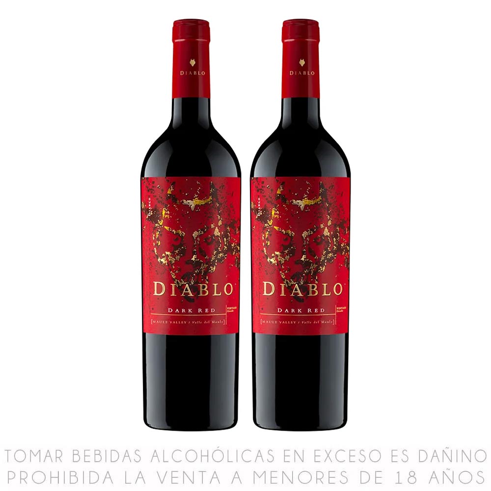 Twopack Vino Tinto Blend Dark Red Diablo Botella 750ml