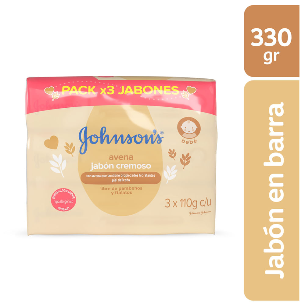 Tripack Jabón para Bebé Johnson's Avena 110g