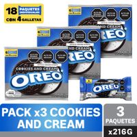 Pack x3 Sixpack Galletas con Crema Oreo Cookies and Cream 36g