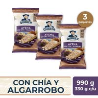 Tripack Avena Quaker con Chía y Algarrobo 330g