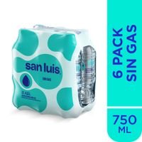 Sixpack Agua Sin Gas San Luis Botella 750ml
