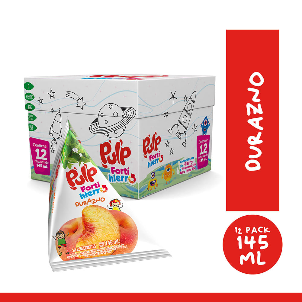 Jugo Sabor a Durazno Pulp Pack 12 Unidades de 145 ml c/u