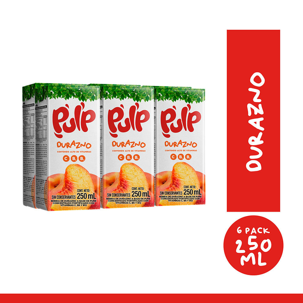 Sixpack Jugo Pulp Durazno Caja 250ml