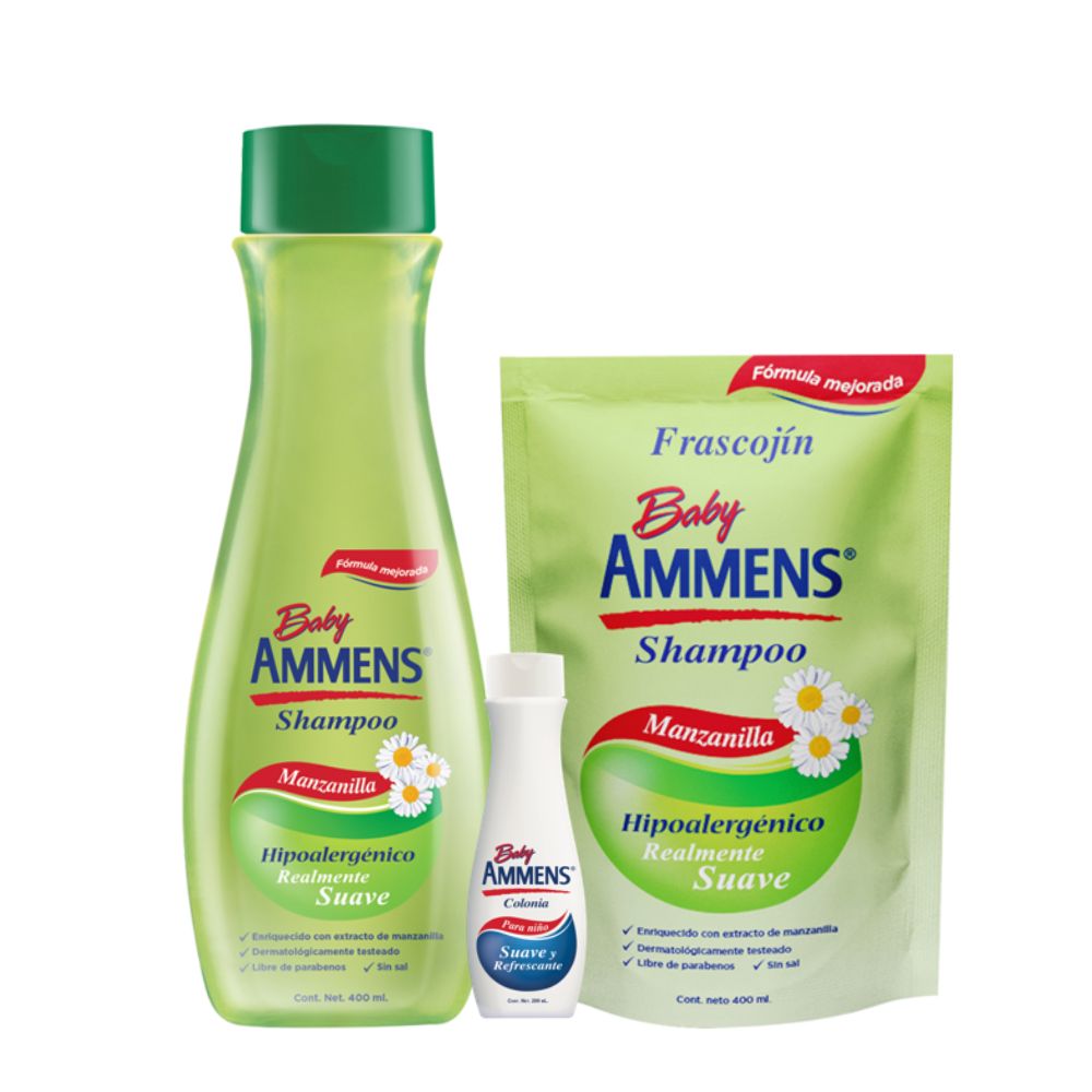 Pack Baby Ammens Manzanilla: Shampoo 400ml 2un + Colonia 200ml