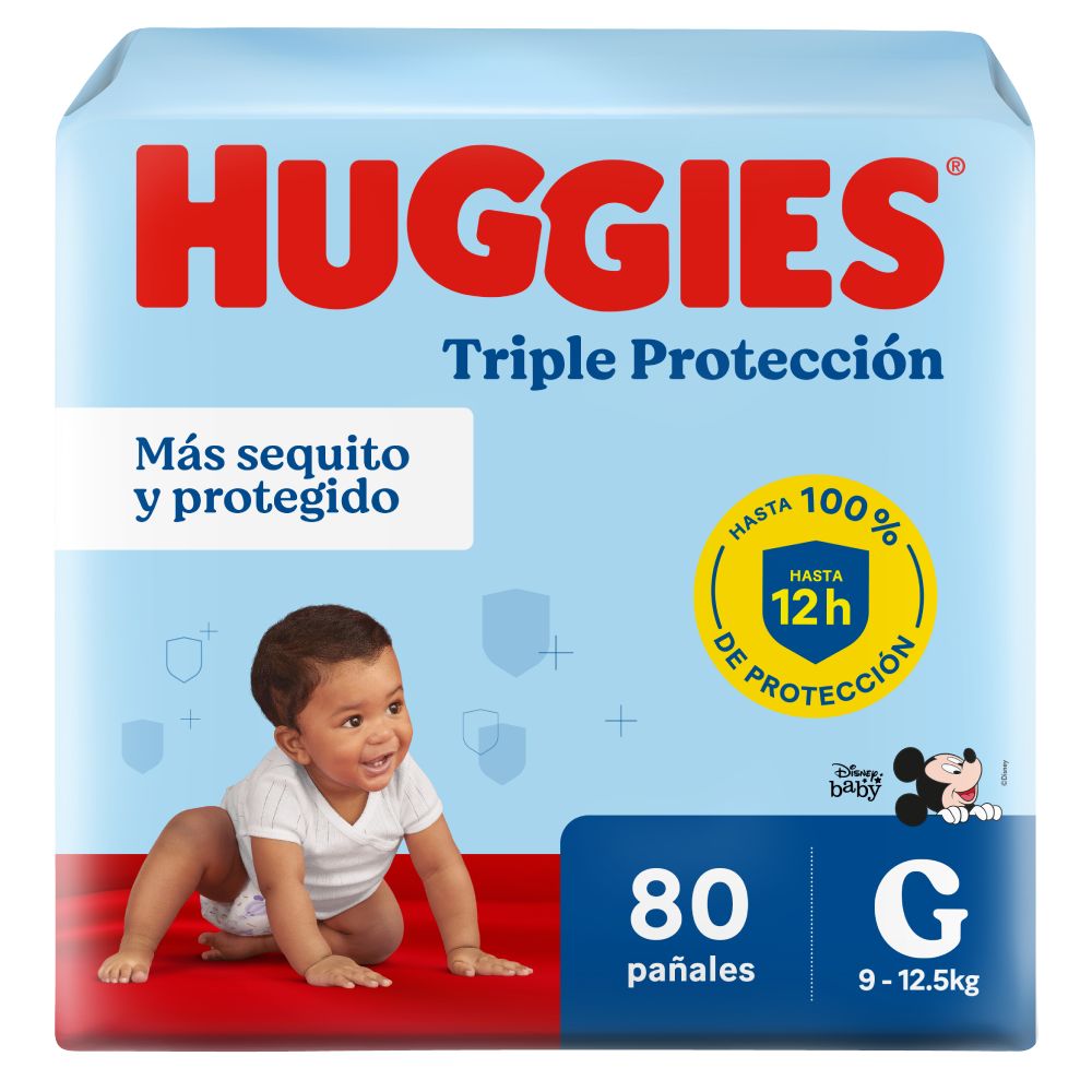 Pañales para Bebé Huggies Triple Protección Talla G 80un