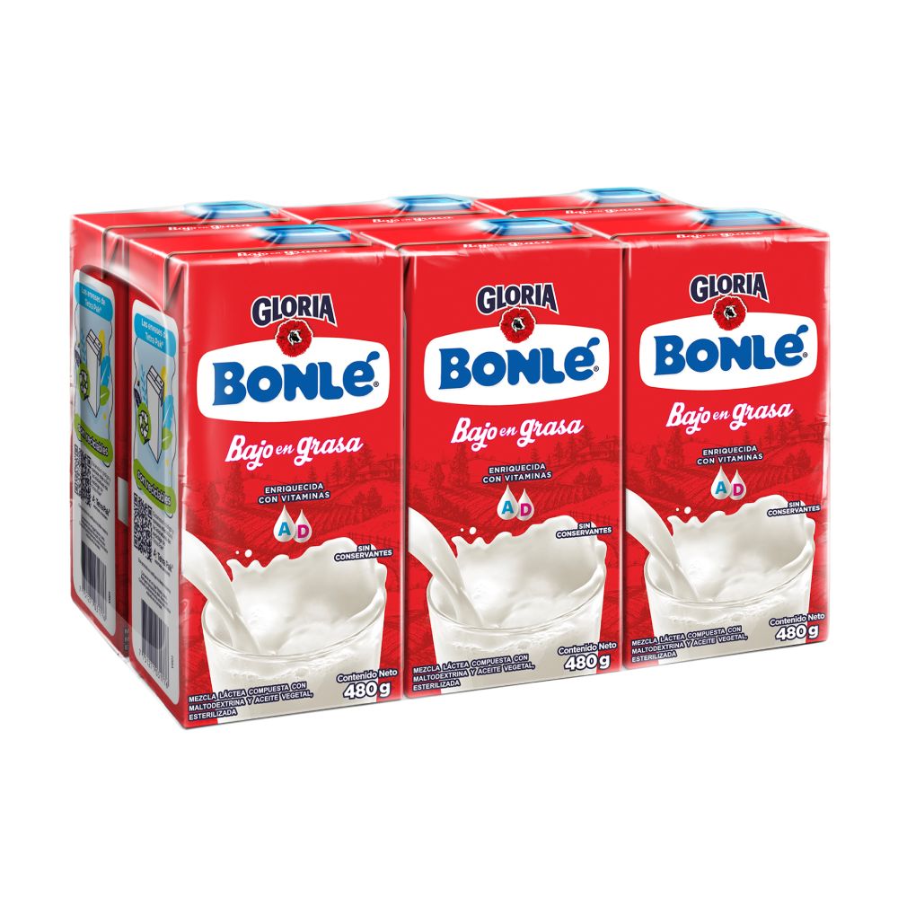 Sixpack Mezcla Láctea Bonlé Bajo en Grasa Caja 480g