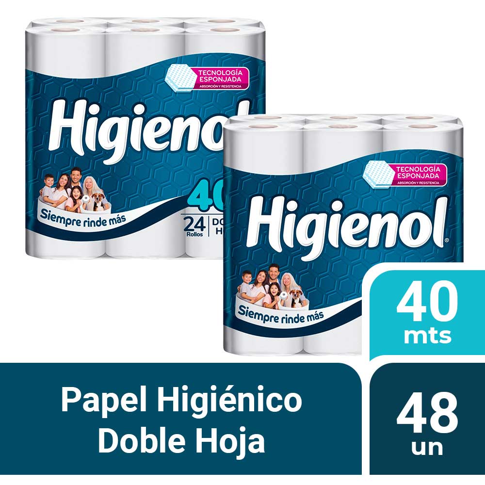Twopack Papel Higiénico Doble Hoja Higienol 24un