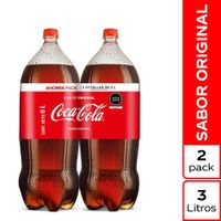 Twopack Gaseosa Coca Cola Sabor Original Botella 3L