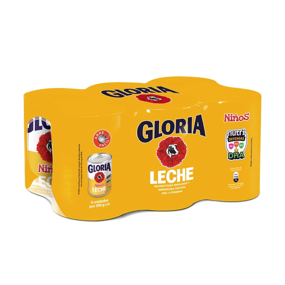 Sixpack Leche Reconstituida Gloria Niños Lata 390g