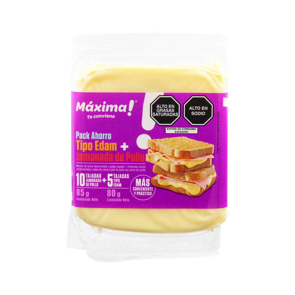 Pack Máxima: Jamonada de Pollo 85g + Queso Tipo Edam 80g