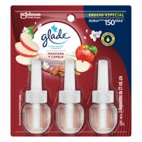 Ambientador Glade Aceites Naturales Manzana y Canela 3 repuestos 63ml