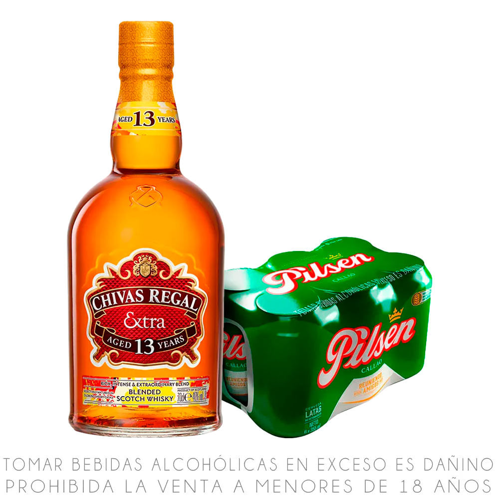 Whisky Chivas Regal Extra 13 Años 700ml + Sixpack Cerveza Pilsen 355ml