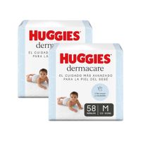 Twopack Pañales para Bebé Huggies Dermacare Talla M 58un