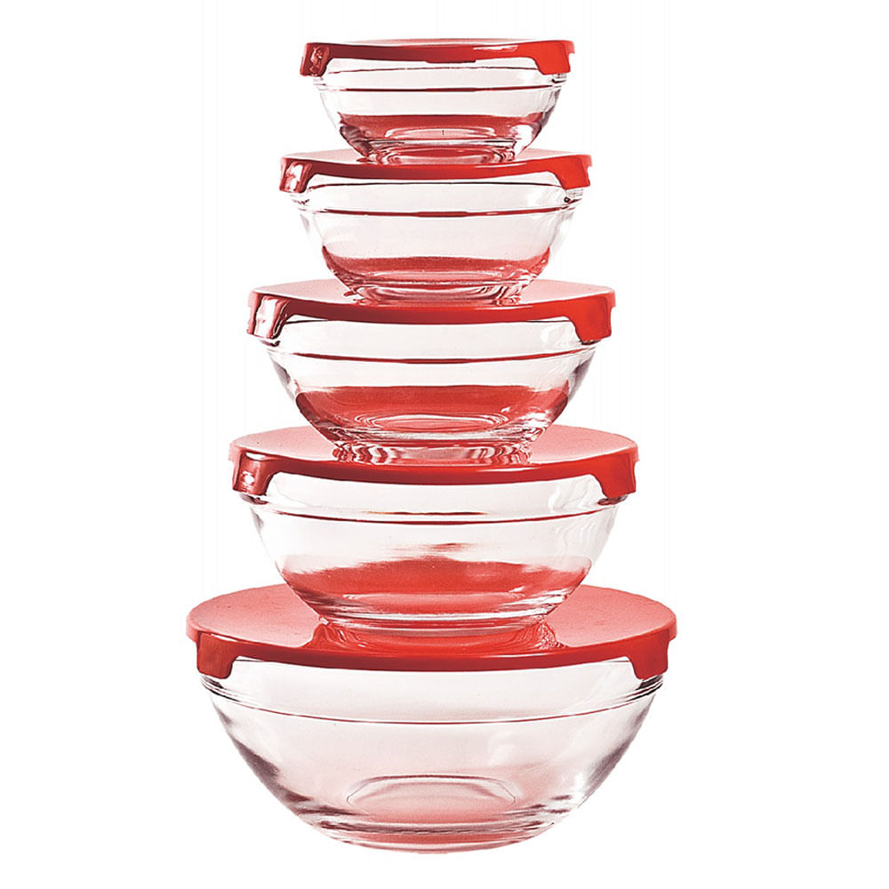 Set 5 Bowl Krea Vidrios con Tapa