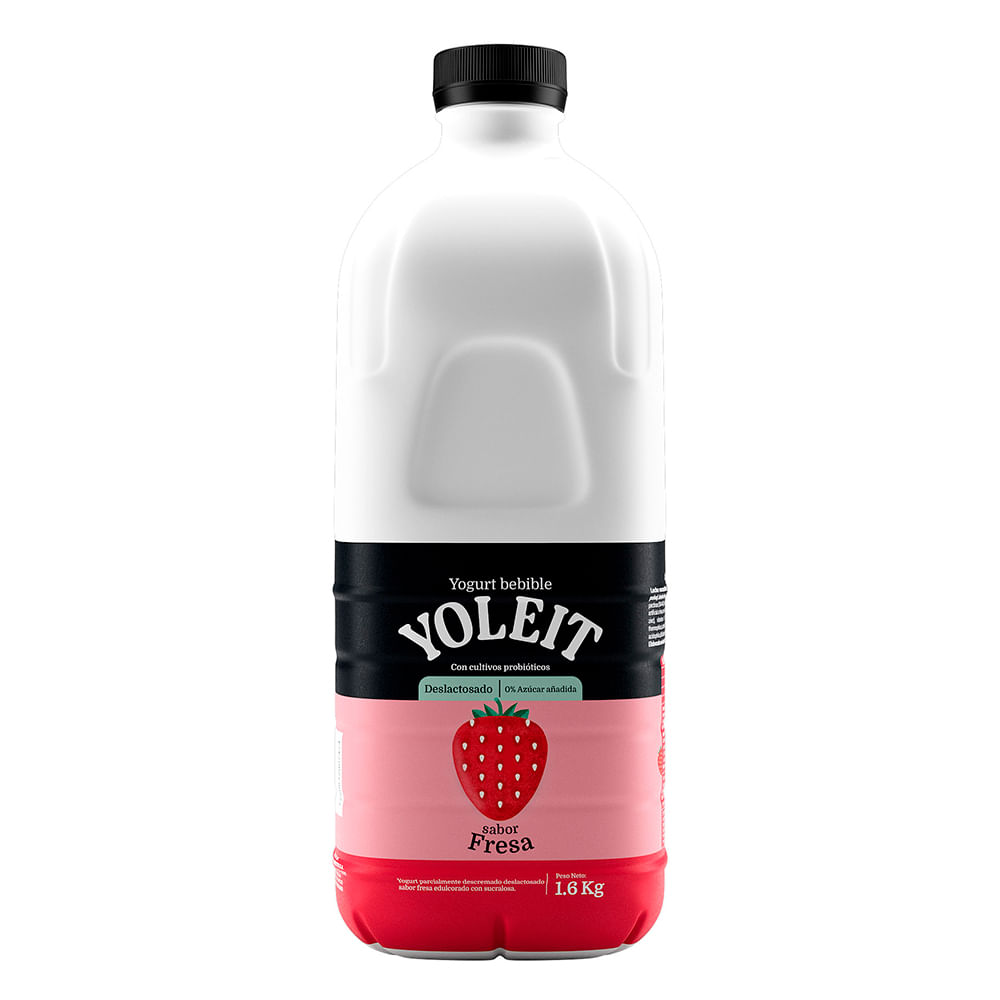 Yogurt Bebible Yoleit Sin Lactosa con Fresa Botella 1.6kg