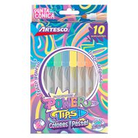 Marcador Power Artesco Tips Pastel Punta Cónica 10un