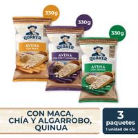 Pack Avena Quaker 330g: Quinua + Chía y Algarrobo + Maca
