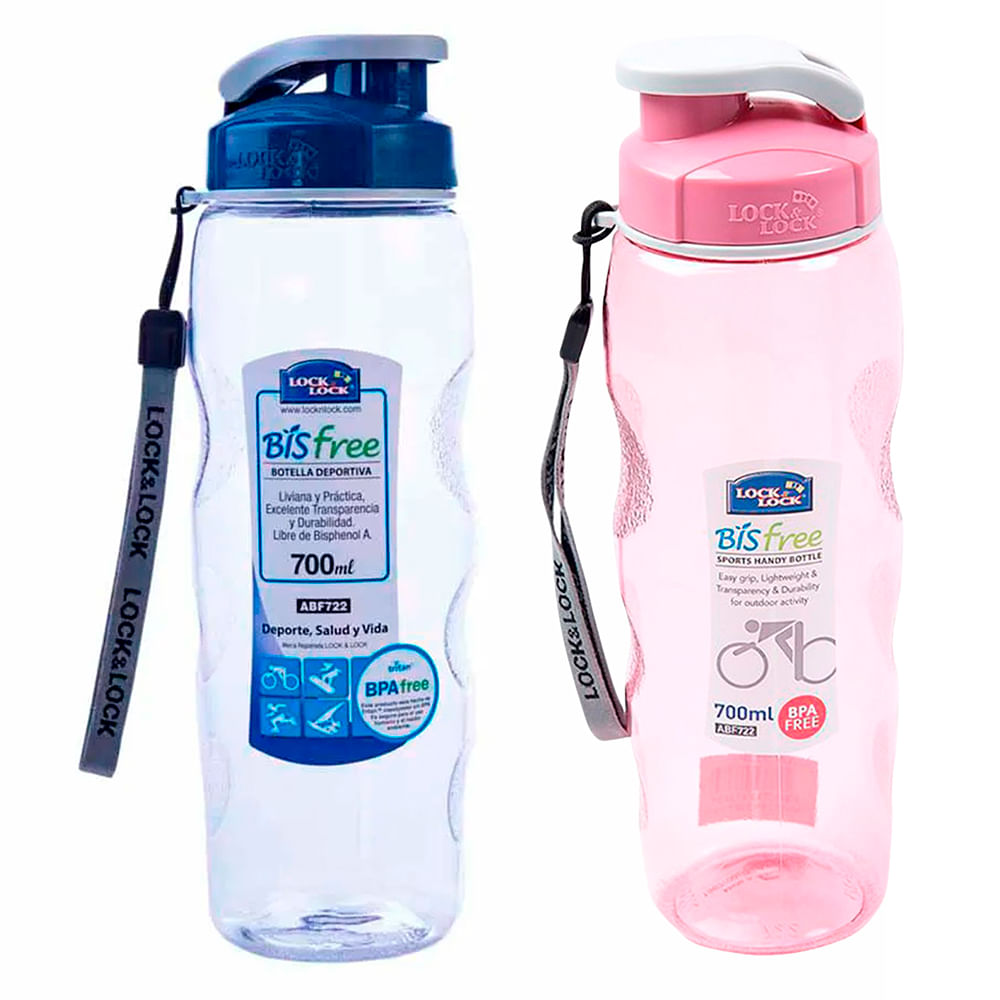 Botella con Soga Azul Rosa Lock & Lock 700ml