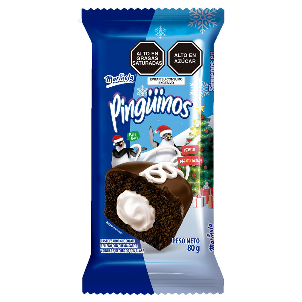 Keke Sabor Chocolate Relleno con Crema Pinginos Marinela Paquete 2 unid