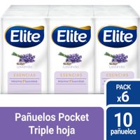 Sixpack Pañuelos Faciales Triple Hoja Elite Esencias Lavanda 10un