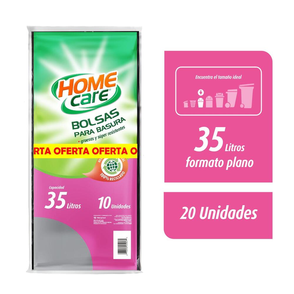 Twopack Bolsa de Basura 35L Home Care 10un