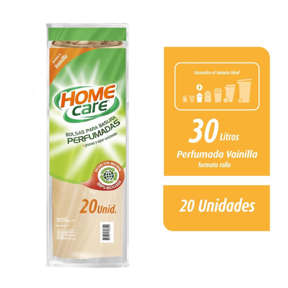 Bolsa de Basura Perfumada 30L Home Care Vainilla Rollo 20un