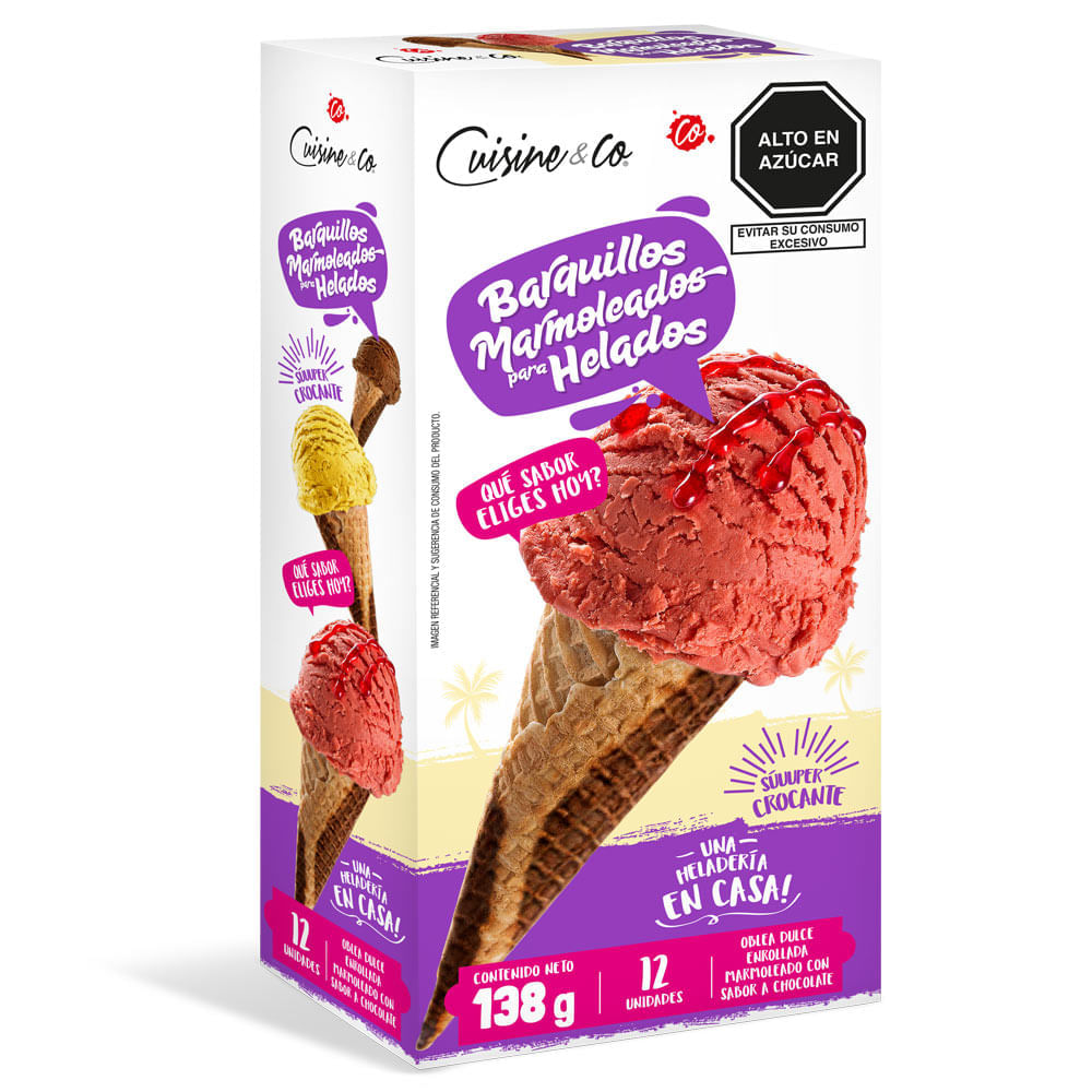 Barquillos Marmoleados para Helados Cuisine & Co 12un