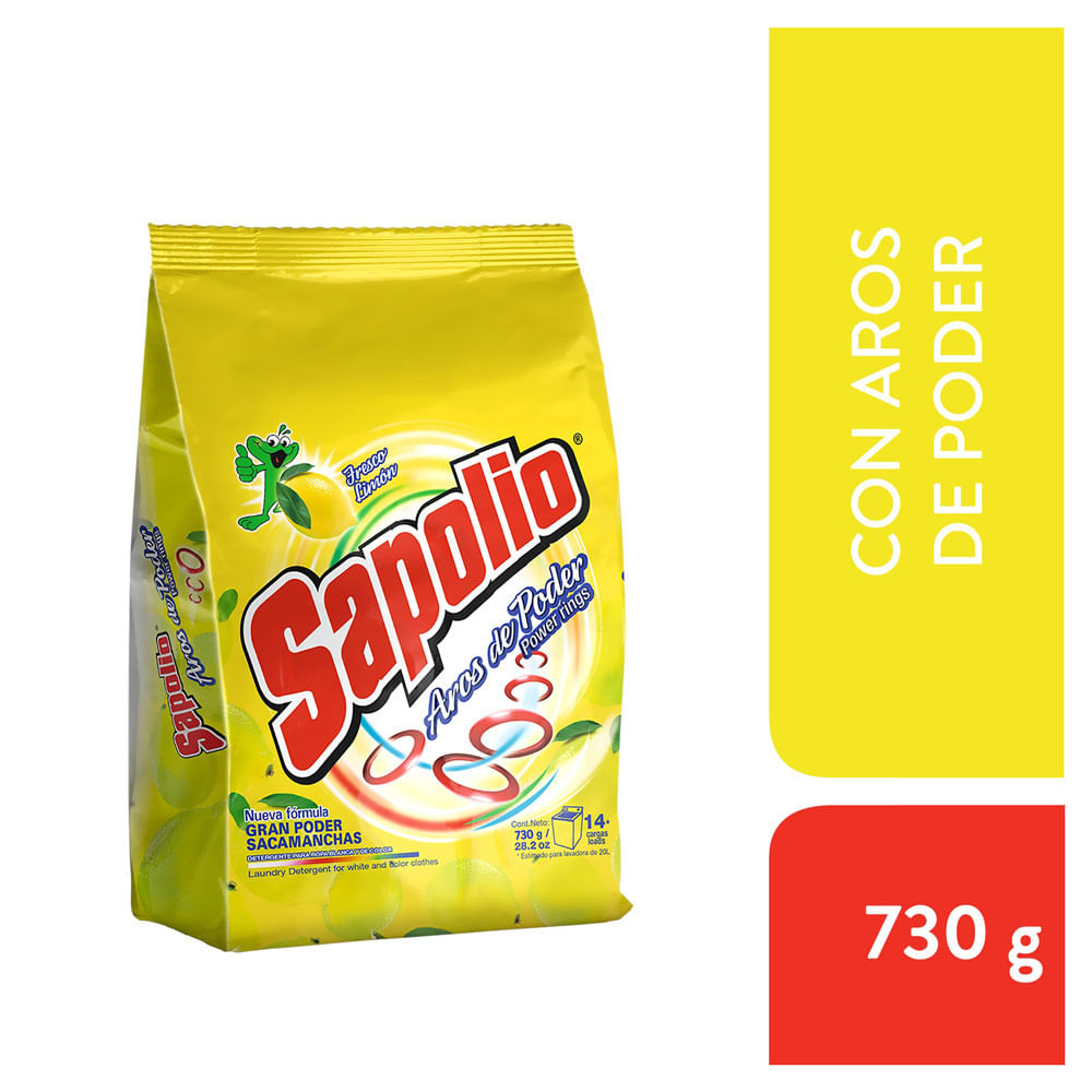 Detergente en Polvo Sapolio Aros de Poder Limón 730g