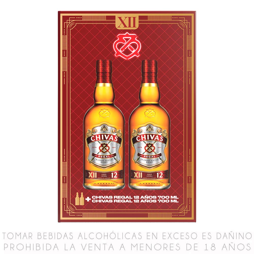 Twopack Whisky Chivas Regal 12 Años Botella 700ml
