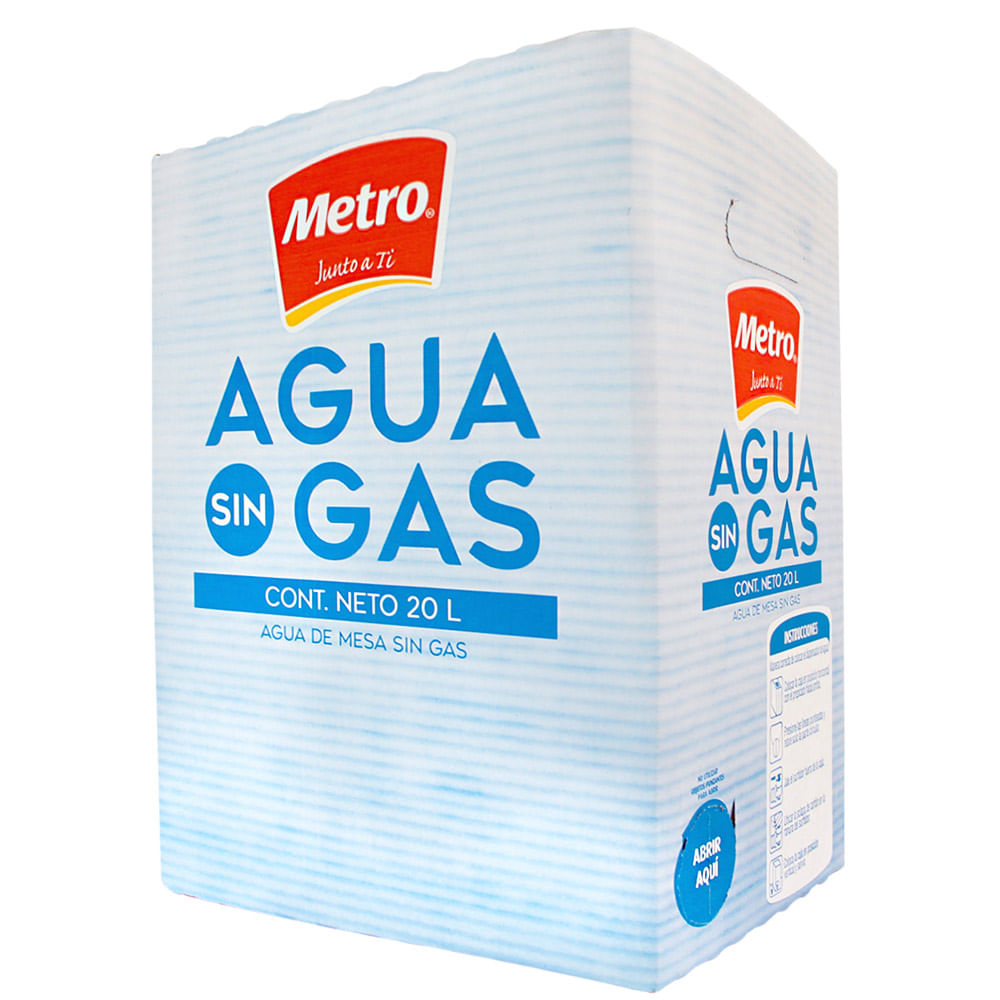 Agua de Mesa Sin Gas Metro Caja 20L