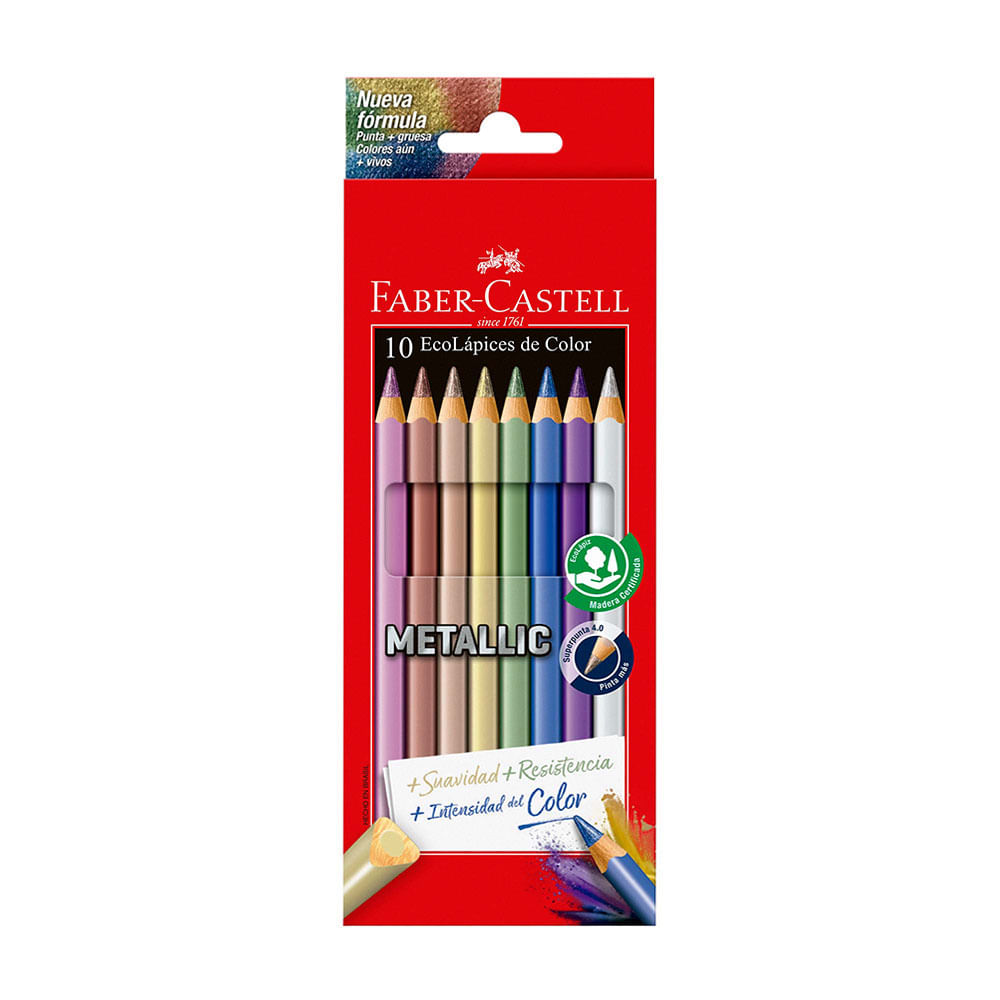 Ecolápices Faber Castell Metallic 10 Colores 4.0