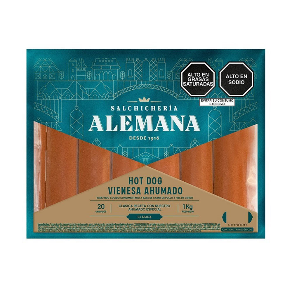 Hot Dog Vienesa Ahumado Salchichería Alemana 20un