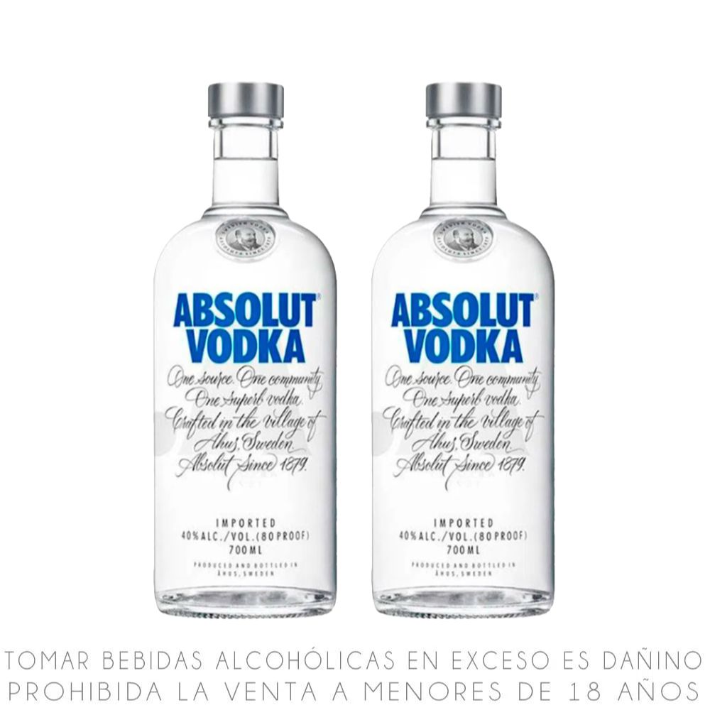 Twopack Vodka Absolut Original Botella 700ml