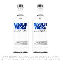 Twopack Vodka Absolut Original Botella 1L